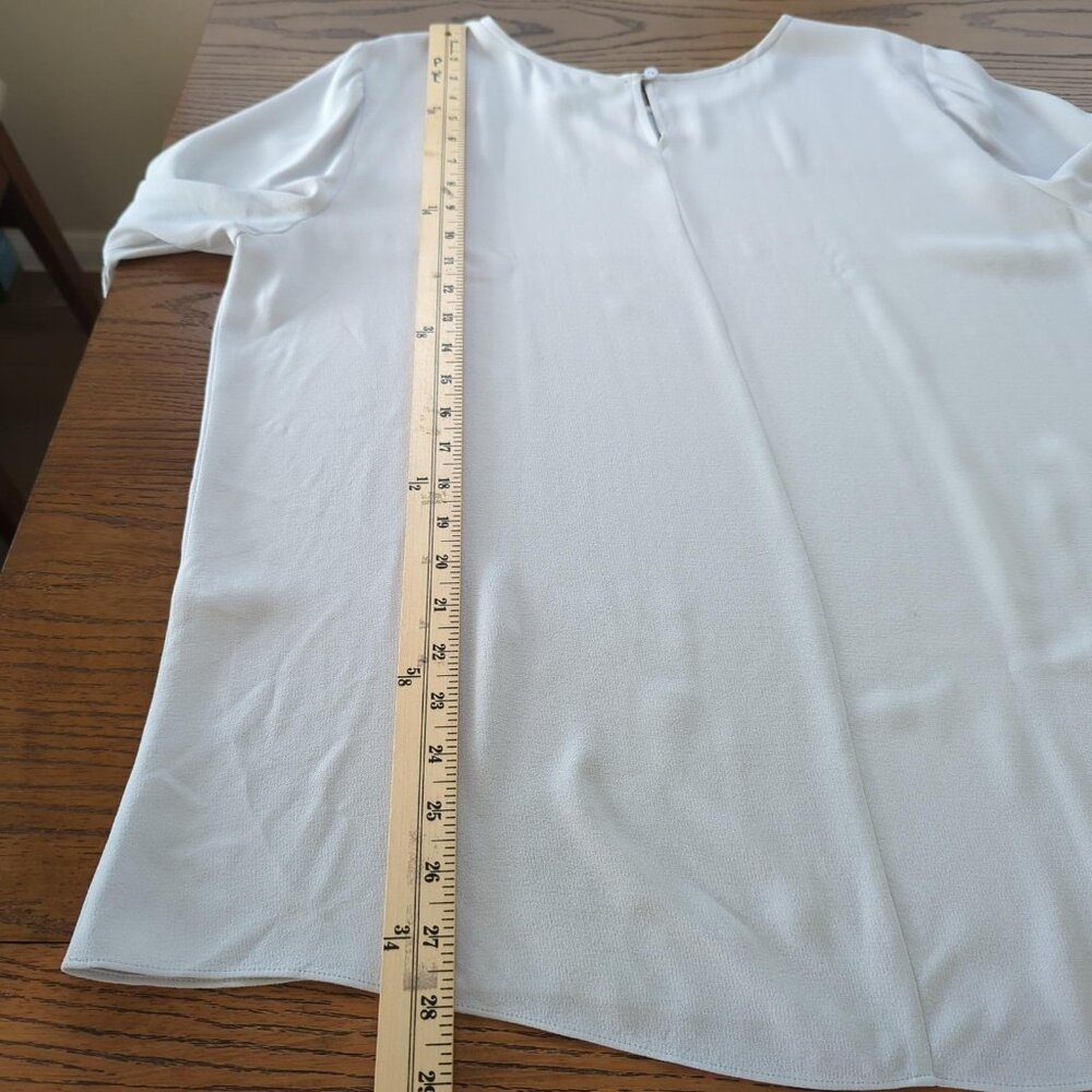 Eileen Fisher Blouse Womens Large Gray Silk Bell Sleeve Round Neck Tunic Top - Picture 12 of 16